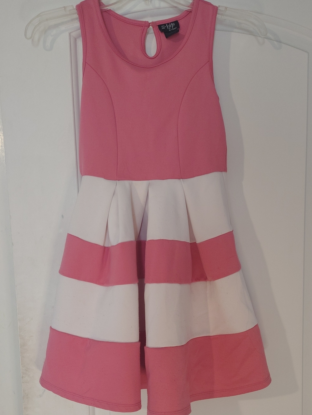 Pink & White Striped Fit-and-Flare Kids Dress